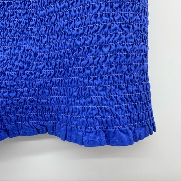 Old Navy Fitted Ruffle-Trim Smocked Cropped Top Batik Blue Size Medium - Picture 8 of 12